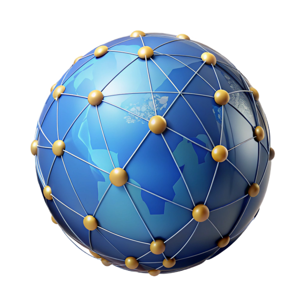 majestic harmonious impressionist A stylized world globe, abstract and interconnected with Transparent Background 8K png
