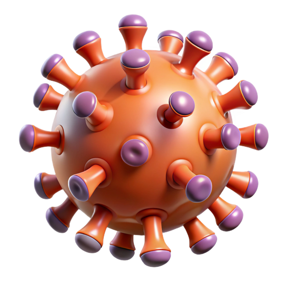 fascinating industrial Hyper-specific professional render, isolated cutout, single virus particle, scientifically accurate with Transparent Background museum quality png