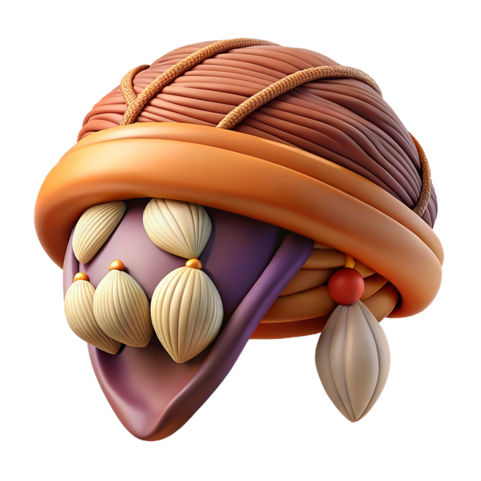 whimsical hypnotic Hyper-specific professional render of a tribal woven headwrap decorated with shells with Transparent Background authentic png