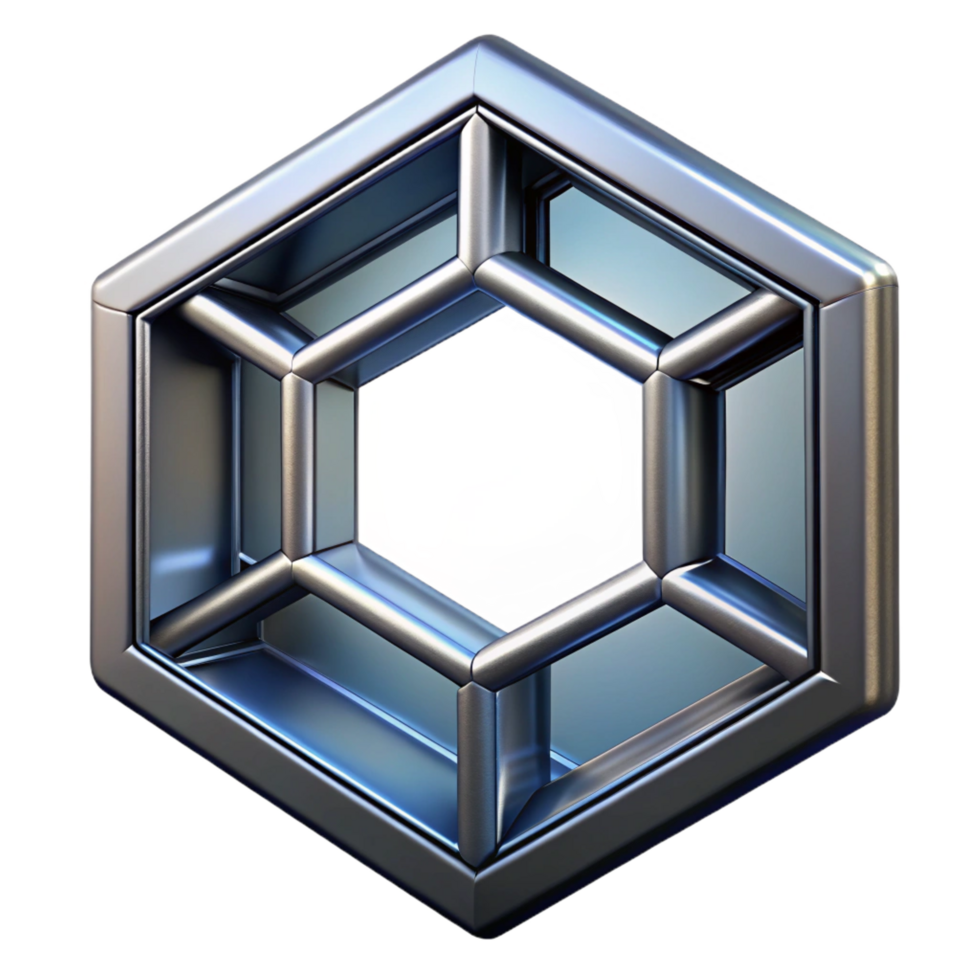 radiant ethereal nordic Concept art style rendering of a futuristic, metallic, isolated window frame with intricate hexagonal patterns with Transparent Background exclusive png