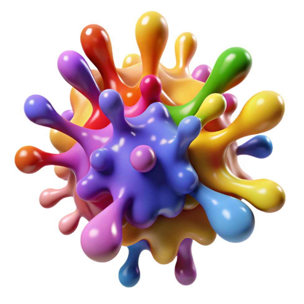 dramatic magnificent A dynamic explosion of colorful paint splatters with Transparent Background authentic png