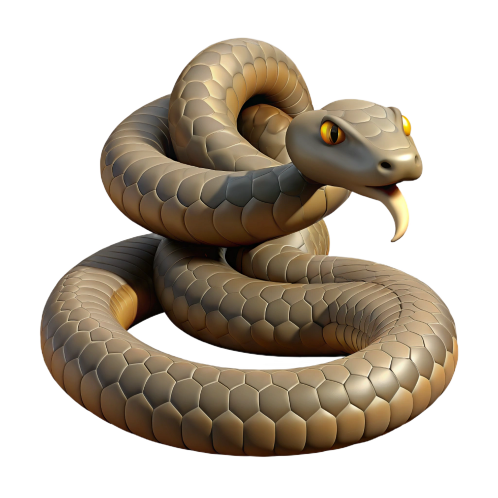 sumptuous harmonious traditional A slithering Rattlesnake, coiled, with Transparent Background museum quality png