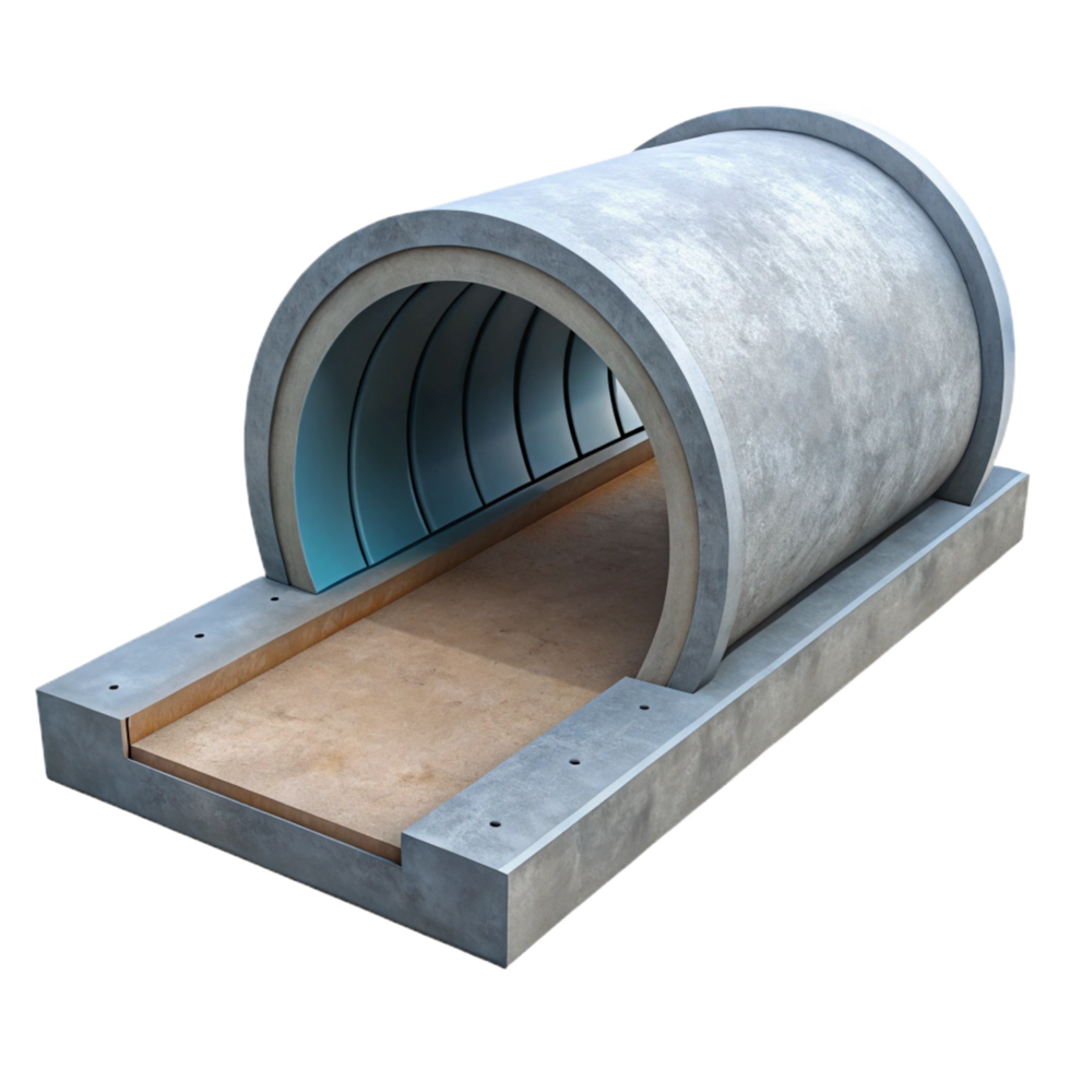 dazzling surreal Tunnel concrete lining section with Transparent Background high resolution png