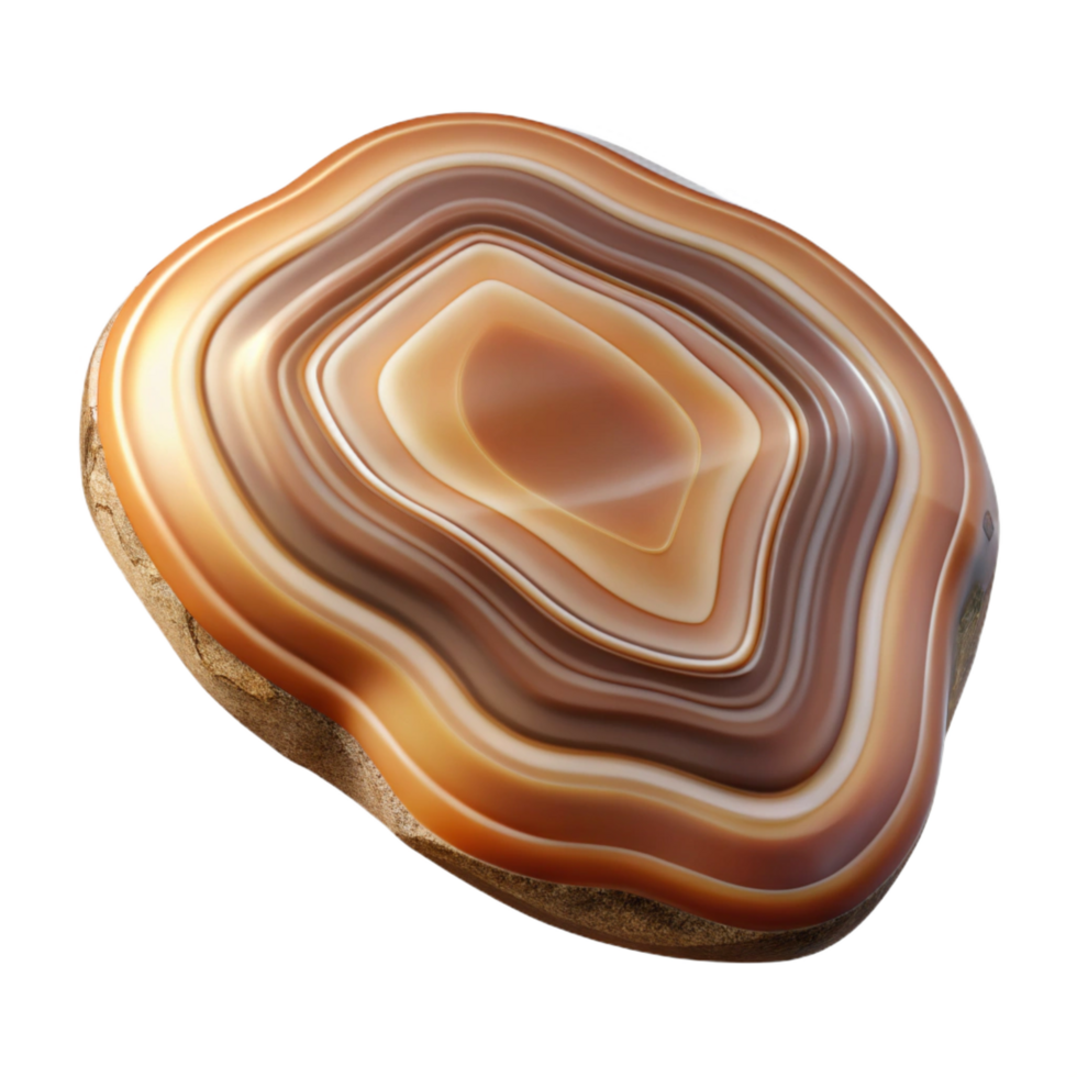 romantic impressive Concept art style, isolated cutout of a single, polished agate slice with intricate banding patterns with Transparent Background museum quality png