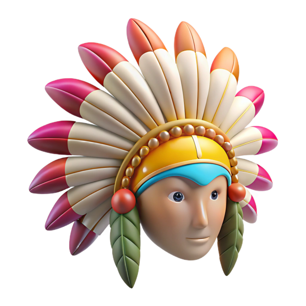 mesmerizing bold contemporary Photorealistic, ultra-detailed isolated cutout of a tribal warrior's headdress adorned with colorful feathers with Transparent Background 4K png