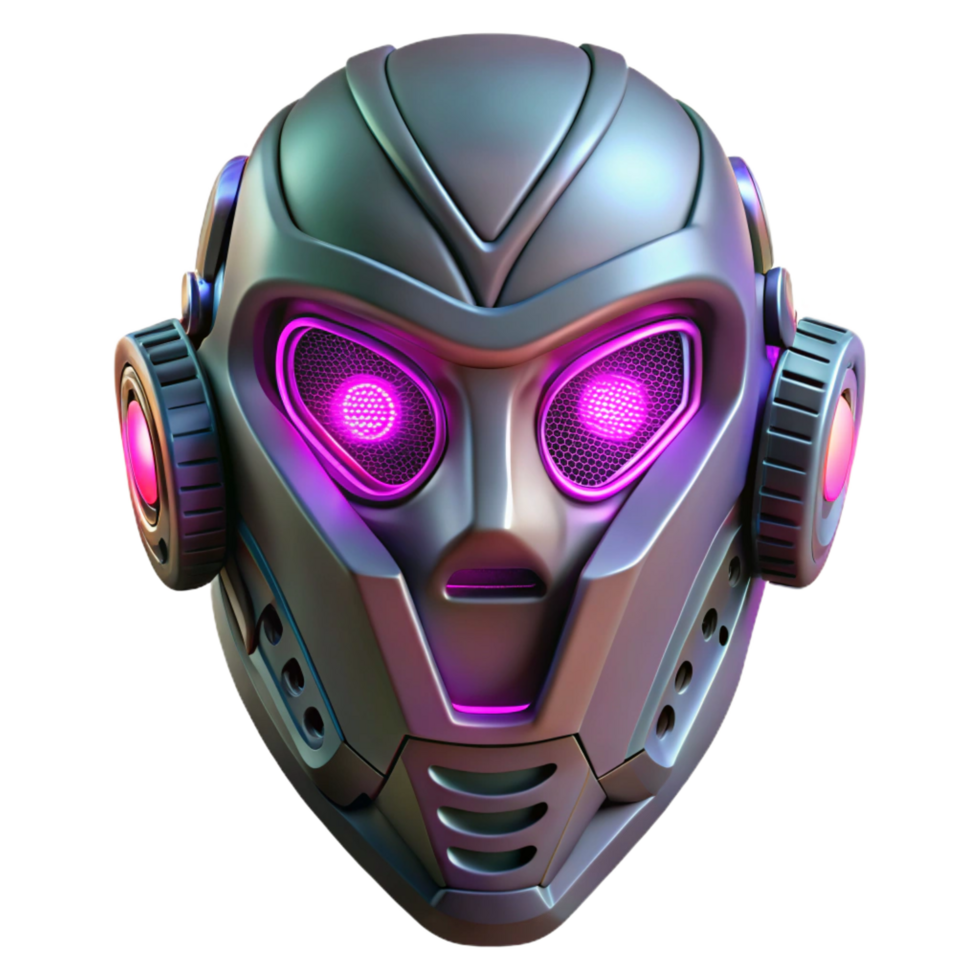 extraordinary bohemian Cyberpunk mask with LED lights and intricate design with Transparent Background perfect clarity png