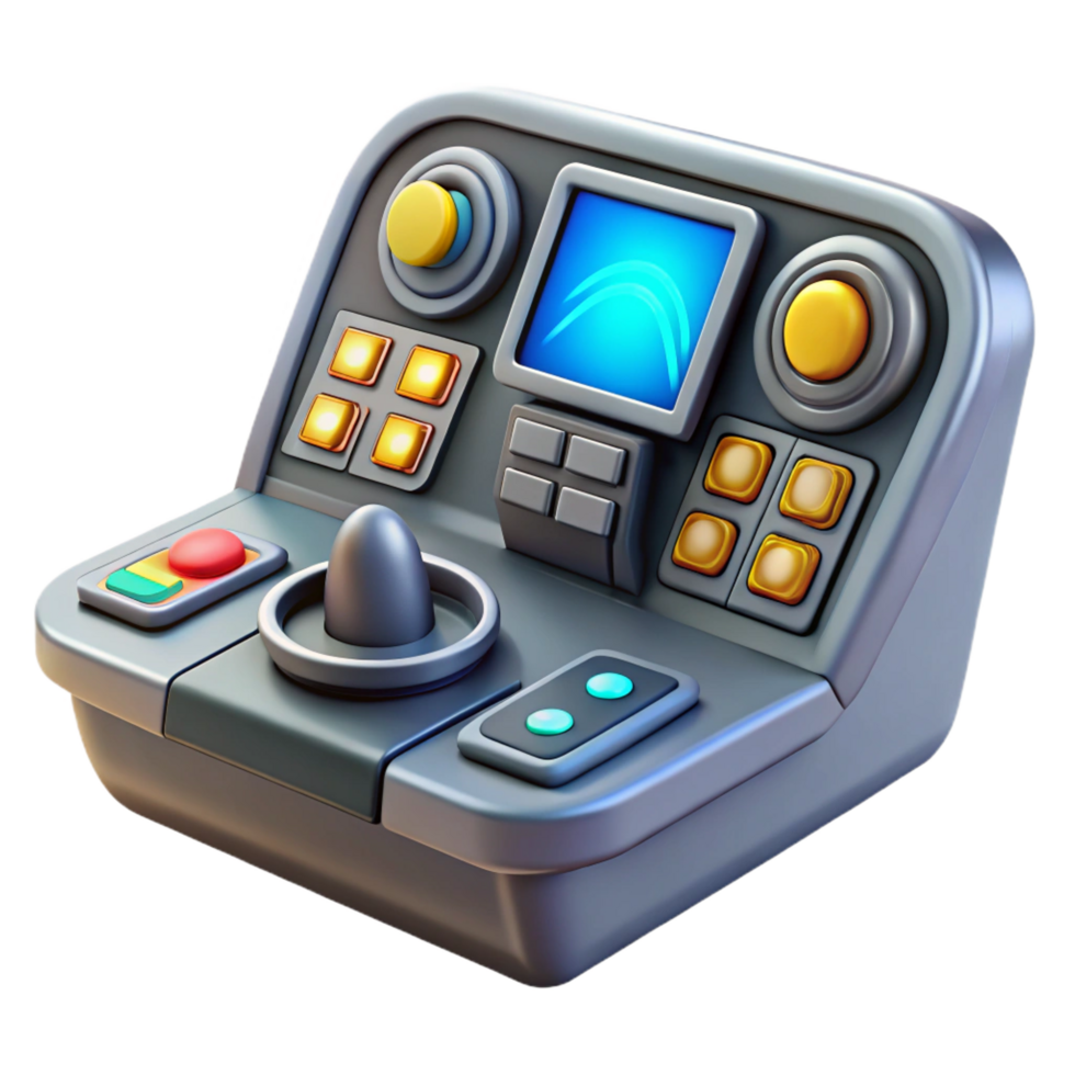 gorgeous memorable Spaceship cockpit control panel, buttons and dials, illuminated display with Transparent Background png