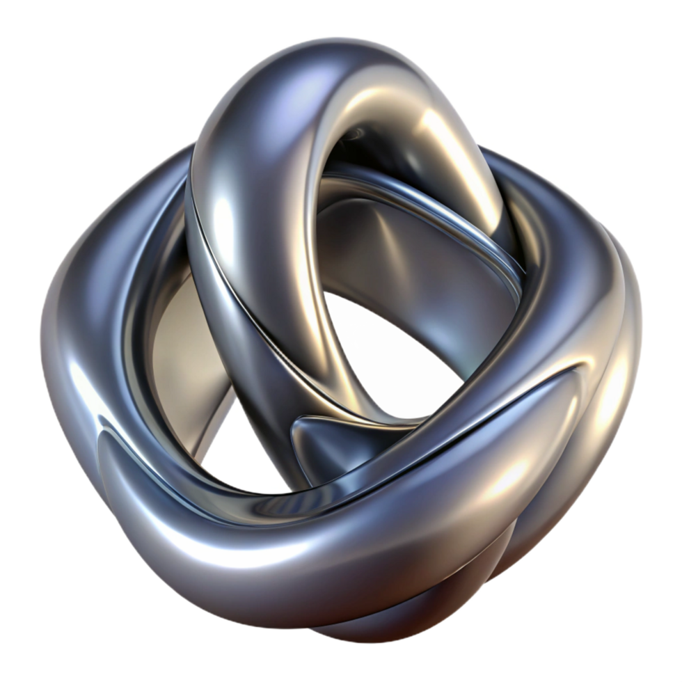 playful wonderful Ultra-detailed, professional render, isolated cutout of a single, abstract, metallic sculpture, polished surface with Transparent Background elite png