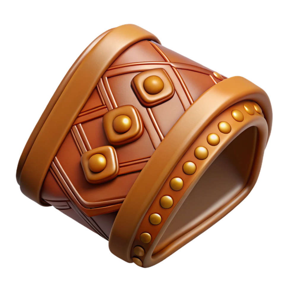 breathtaking dynamic modern Photorealistic, ultra-detailed, isolated cutout of a tribal man's leather armband with embossed patterns with Transparent Background elite png