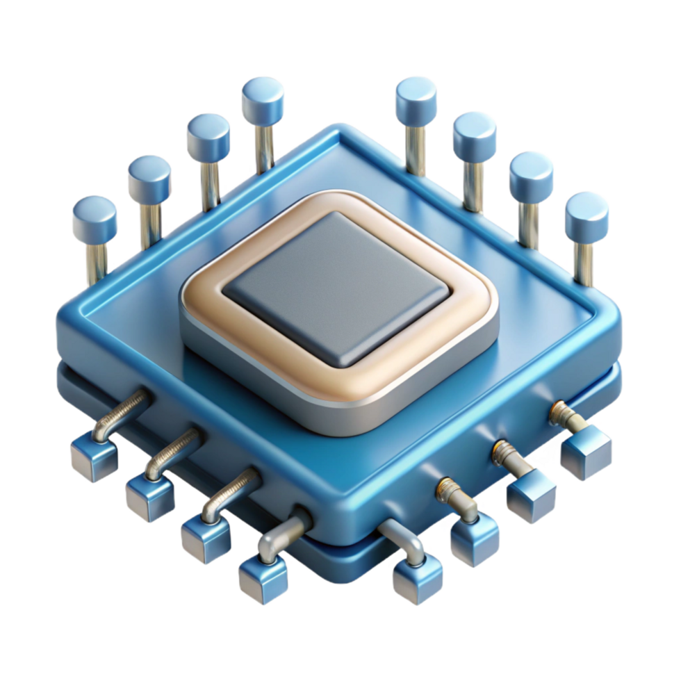 romantic gorgeous Photorealistic, hyper-specific render of a single, advanced computer processor, intricate details and connections visible Isolated cutout with Transparent Background ultra HD png