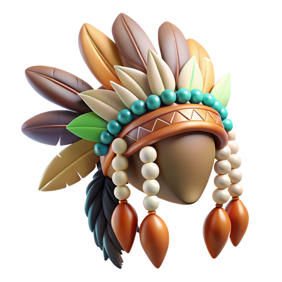 enchanting coastal Ultra-detailed, photorealistic, isolated cutout, tribal woman's hair ornament, feathers, beads, shells with Transparent Background expertly shot png