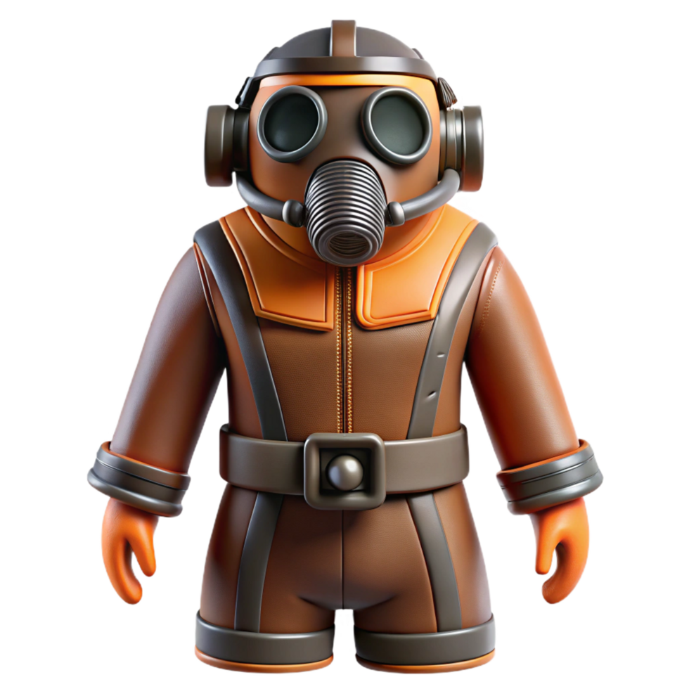 notable creative Hyper-specific, isolated cutout, ultra-detailed A retro-futuristic, leather and metal pilot's jumpsuit with integrated oxygen mask with Transparent Background high quality png