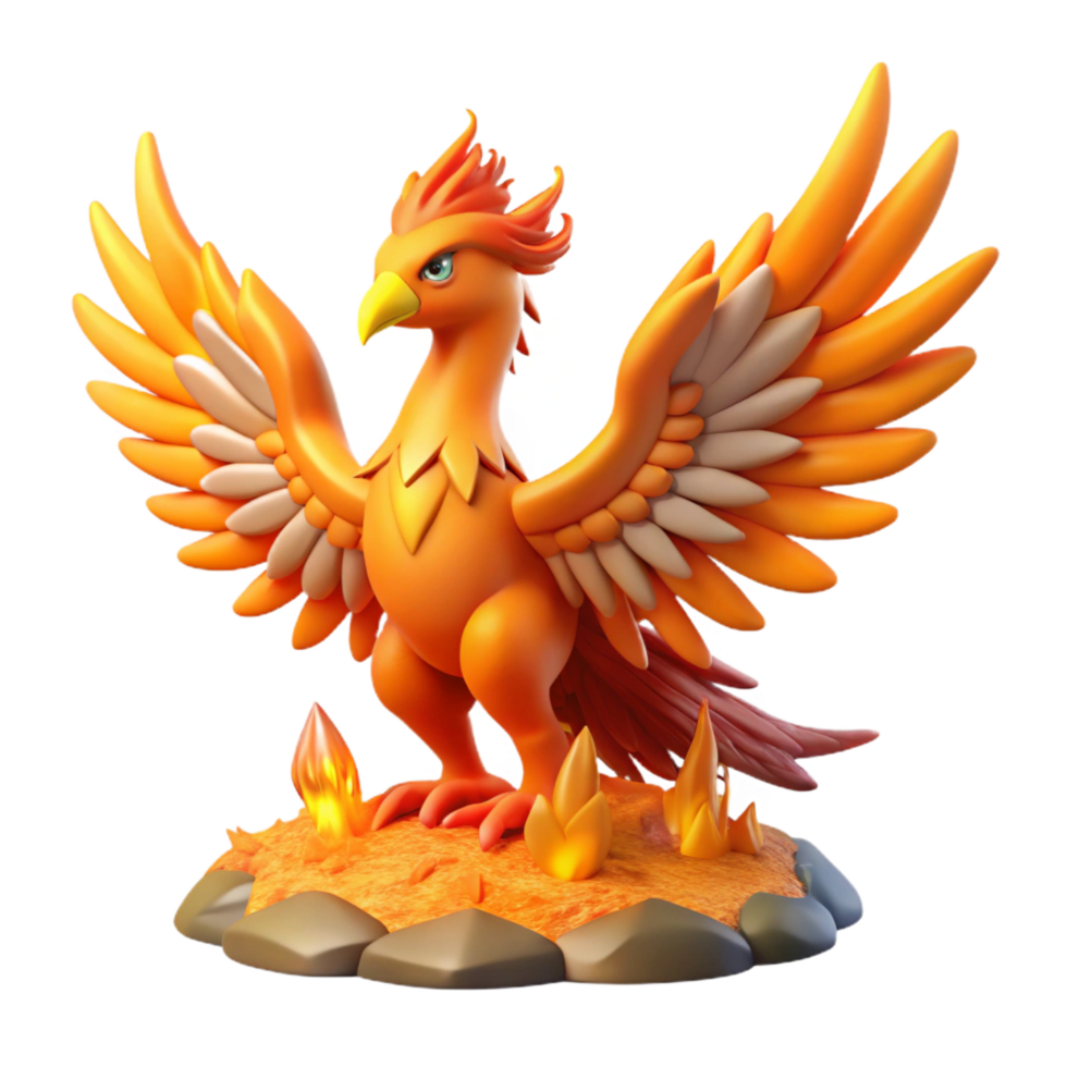 spectacular dreamy avant-garde Phoenix, mythical firebird, rising from ashes, with Transparent Background professional png