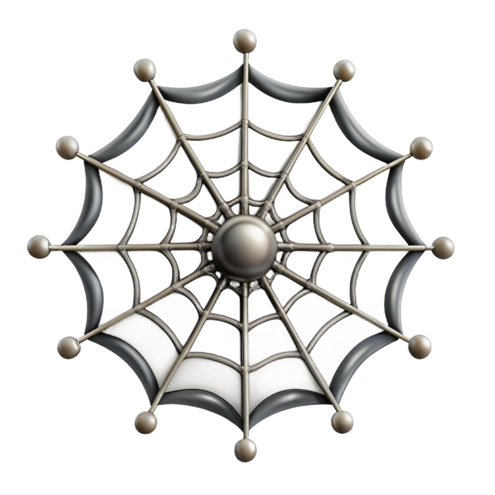 dazzling calm impressionist Ultra-detailed isolated cutout of a hyper-specific photorealistic spider web, intricate silk threads, dew drops, with Transparent Background masterfully captured png