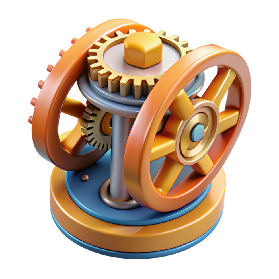 exquisite distinguished Hyper-specific professional render of an isolated, floating, intricate clockwork mechanism with gears and springs Isolated cutout with Transparent Background png