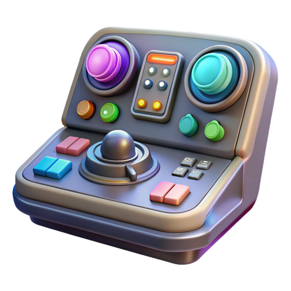 captivating retro Spaceship control panel, glowing buttons, complex dials with Transparent Background refined png