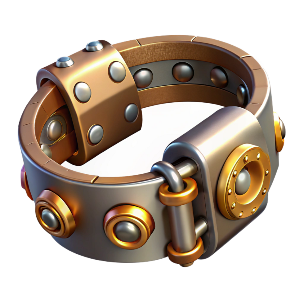 elegant nostalgic coastal Steampunk bracelet with metallic accents and adjustable clasps with Transparent Background 4K png