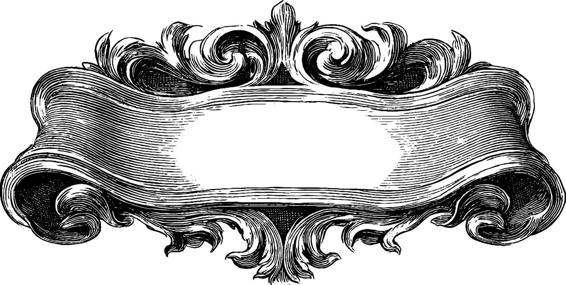 Ornamental engraved banner design for decorative and vintage projects. vector
