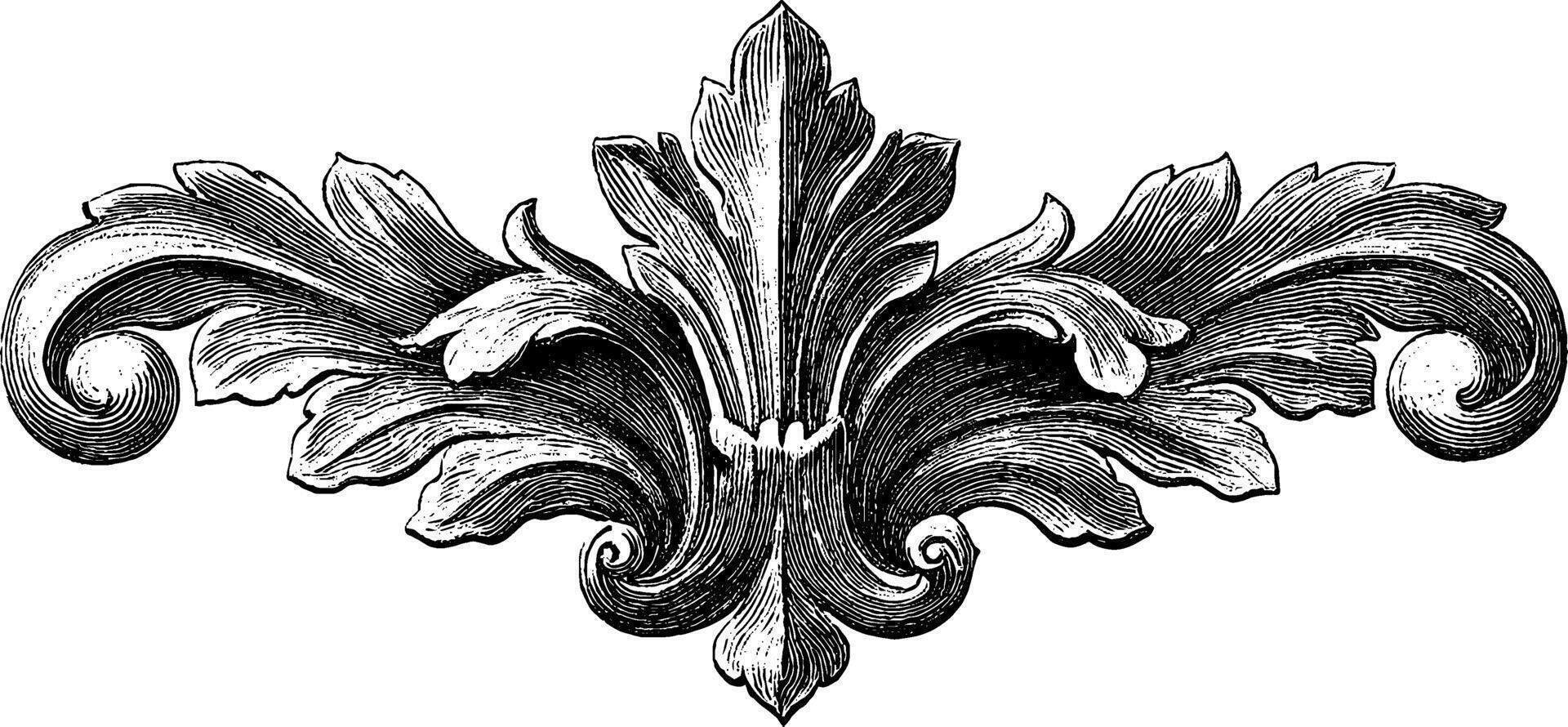 Intricate vintage floral design engraving for decorative artistic projects. vector