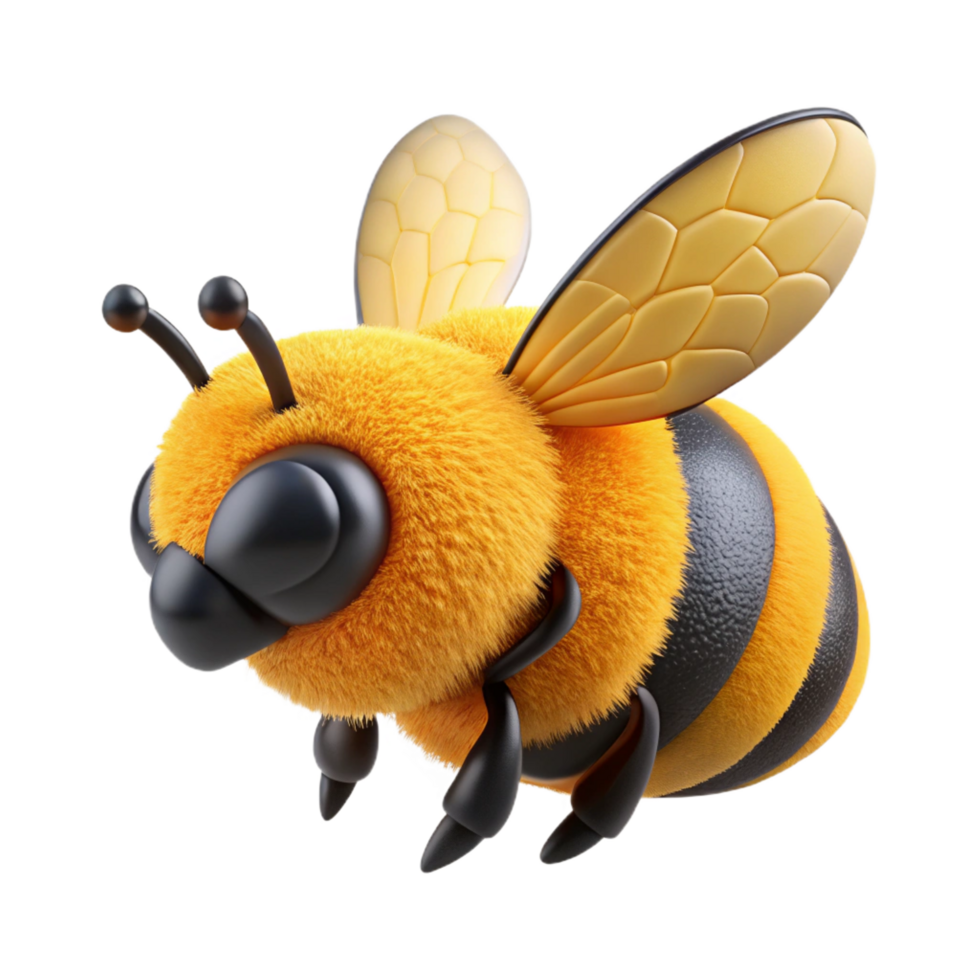 quintessential futuristic Concept art style, isolated cutout of a single, ultra-detailed, bumblebee, fuzzy body and translucent wings with Transparent Background authentic png