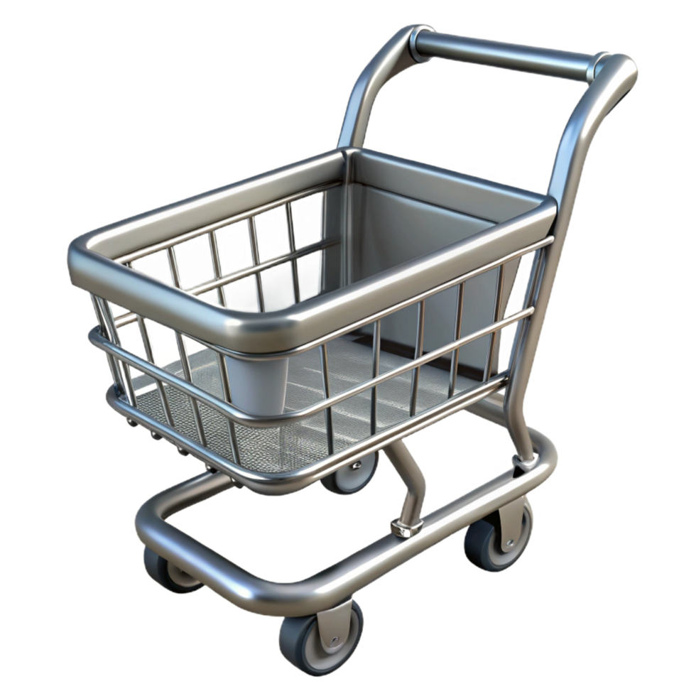 gorgeous unforgettable A shopping cart, empty and metallic with Transparent Background png
