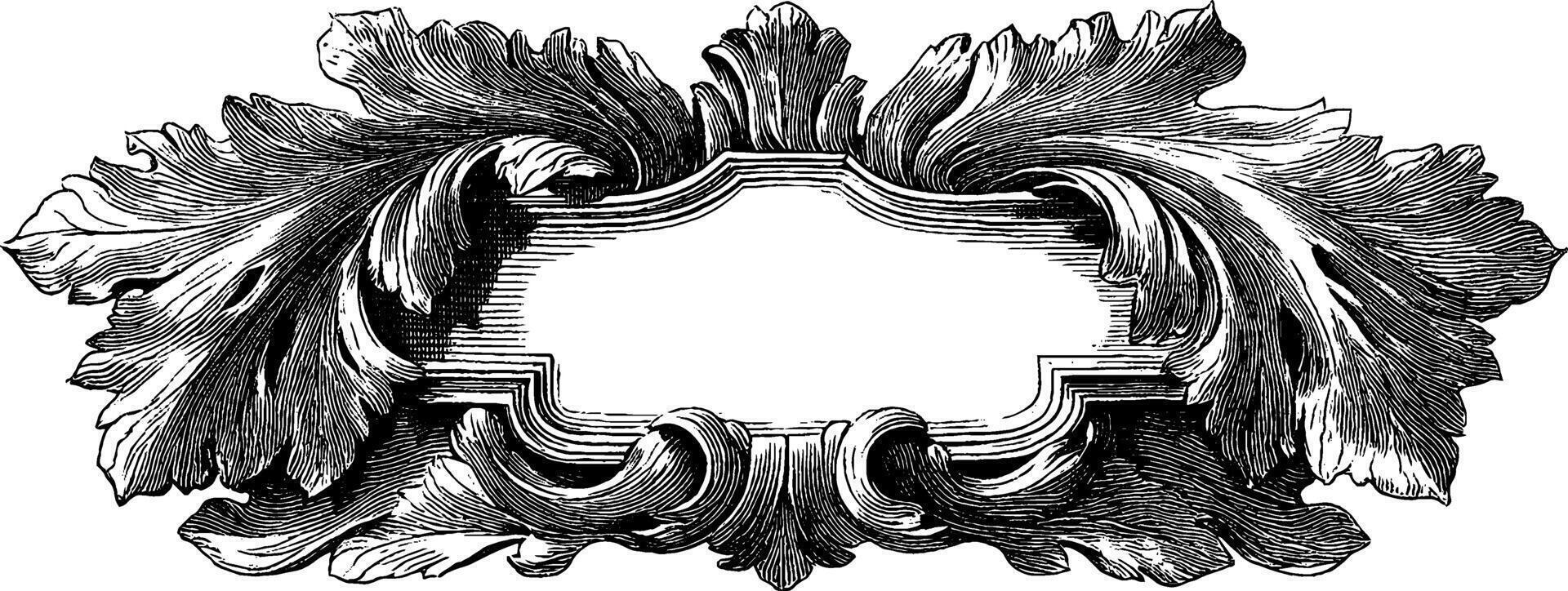 Elegant engraved ornate frame with ivy design suitable for invitations and cards. vector