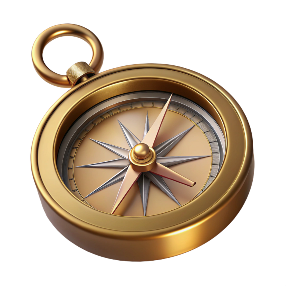 glorious urban Concept art style, hyper-specific professional render of a vintage compass with a brass casing with Transparent Background luxury png