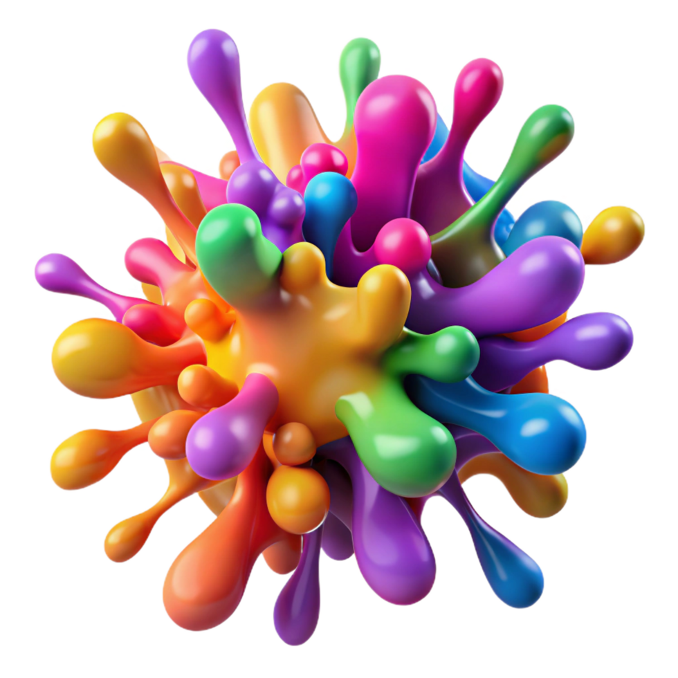 playful magnificent A dynamic explosion of colorful paint splatters with Transparent Background fine detail png