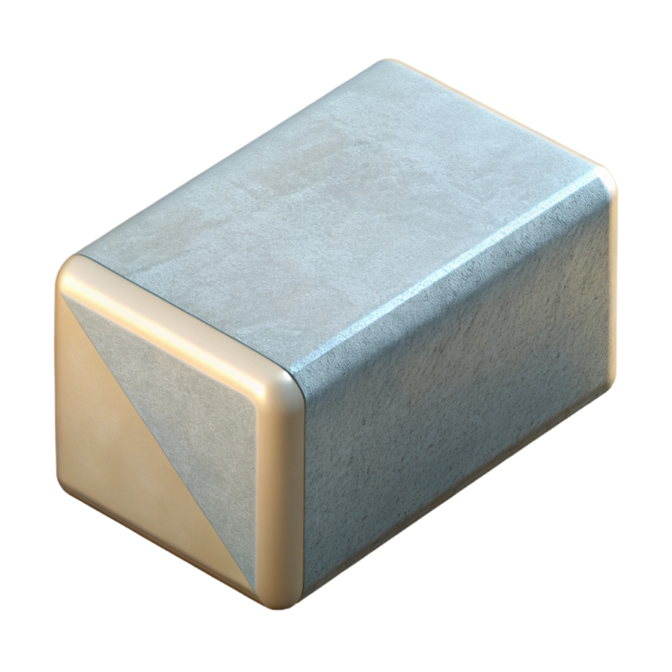 quintessential contemporary Photorealistic, isolated cutout of a single, concrete block with Transparent Background studio quality png