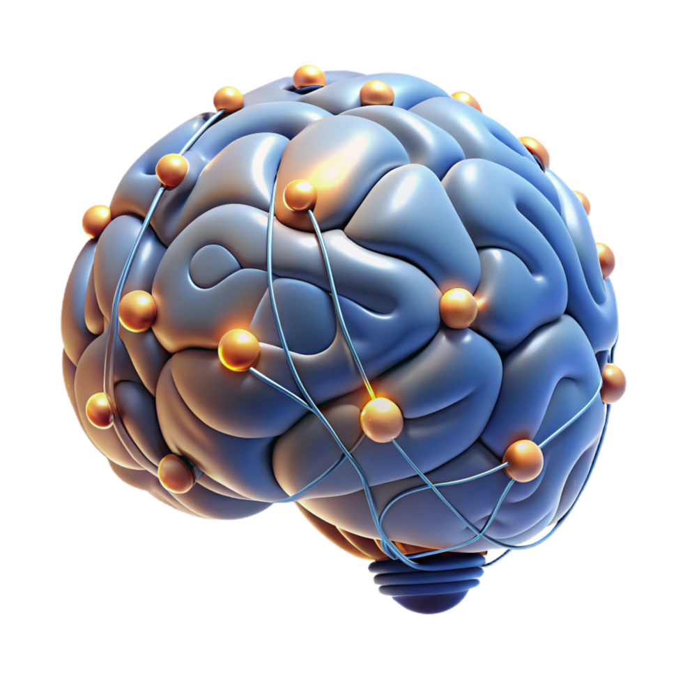 remarkable futuristic Cybernetic brain implant with glowing connections with Transparent Background sharp png