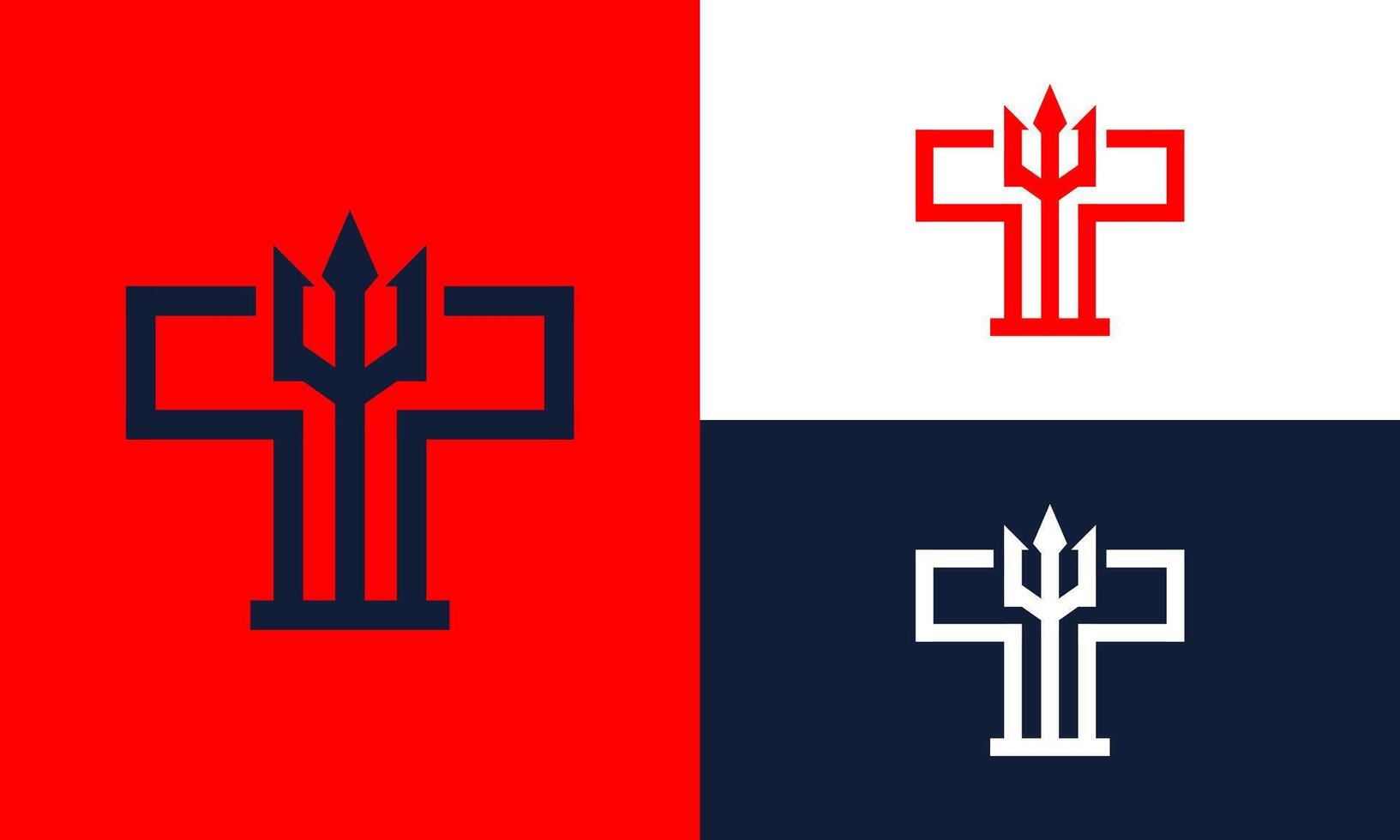 Simple trident T logo. vector