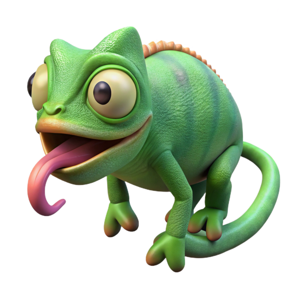 dreamy striking Hyper-specific professional render of an isolated cutout single chameleon Chamaeleonidae tongue, extended, with Transparent Background 8K png
