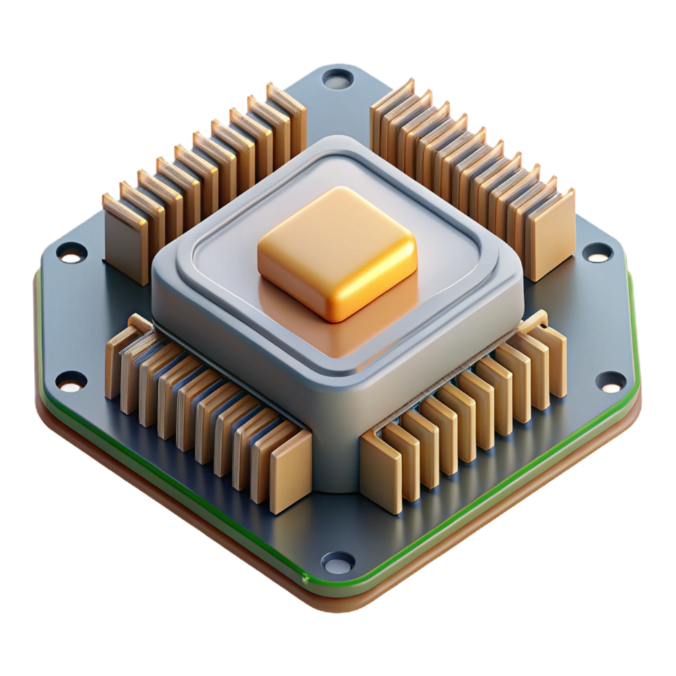 exquisite inspired Ultra-detailed, isolated cutout of a single motherboard, professional render, hyper-specific chipset heatsink with Transparent Background png