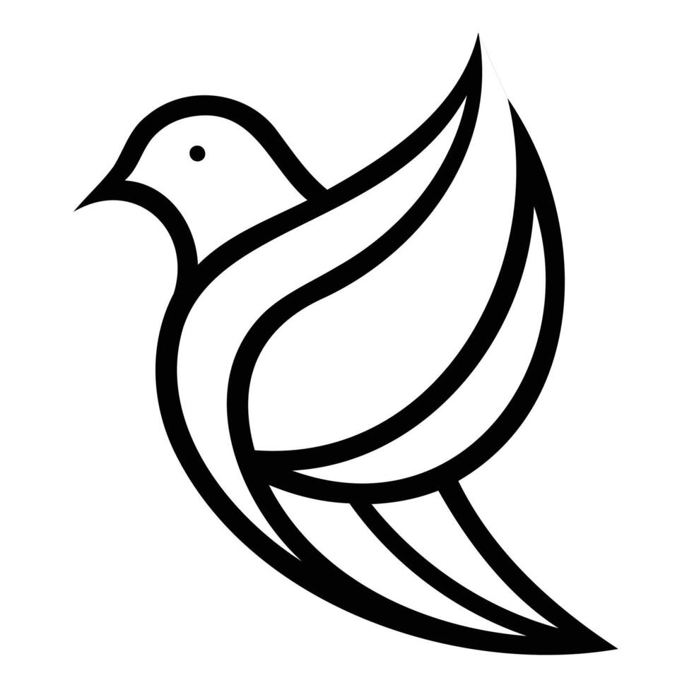 A black and white drawing of a dove vector
