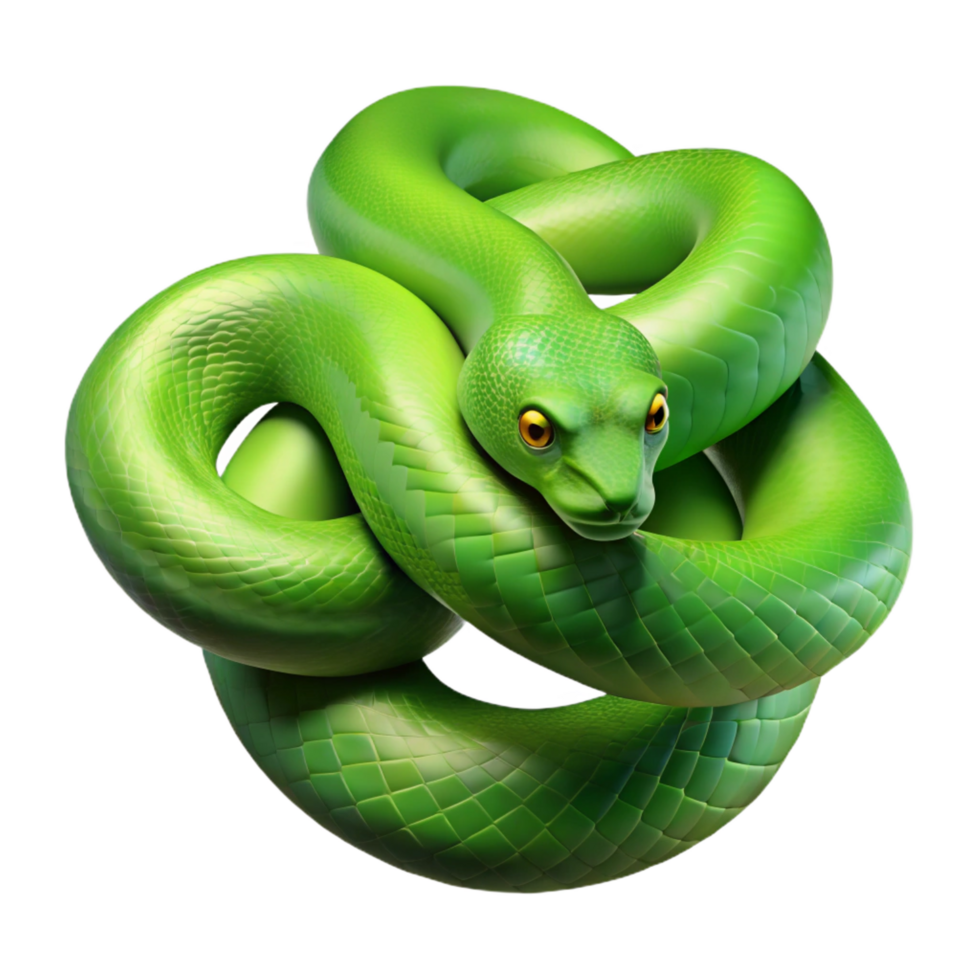 mesmerizing nostalgic gothic A slithering Green Tree Python, coiled, with Transparent Background precision png
