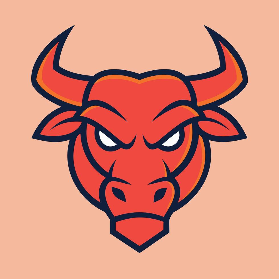 An angry bull head on a beige background vector