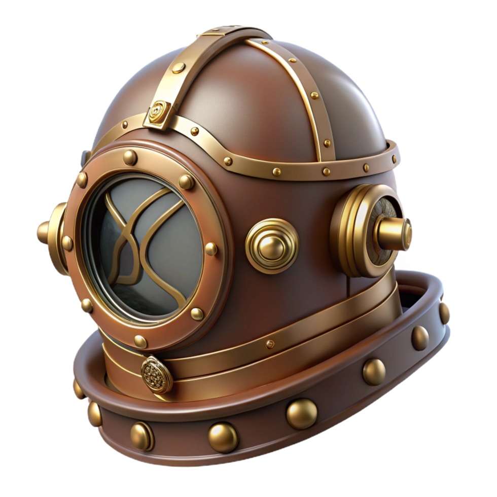 dazzling standout Steampunk helmet with a visor and brass embellishments with Transparent Background png