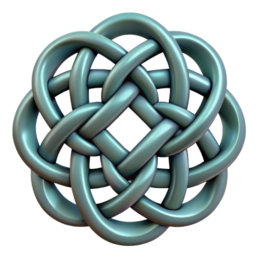 exquisite urban Photorealistic, professional render of a single Celtic knotwork design, intricate, isolated cutout, hyper-specific with Transparent Background high resolution png