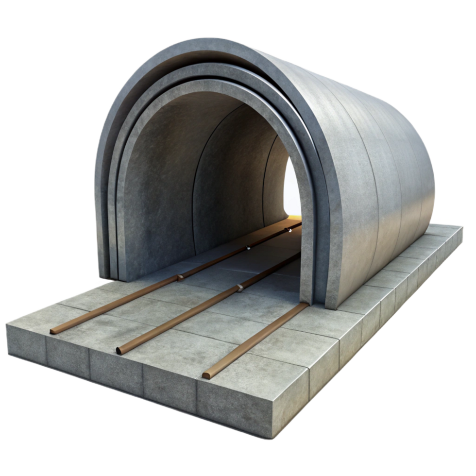 exceptional creative Tunnel concrete lining section with Transparent Background crisp png
