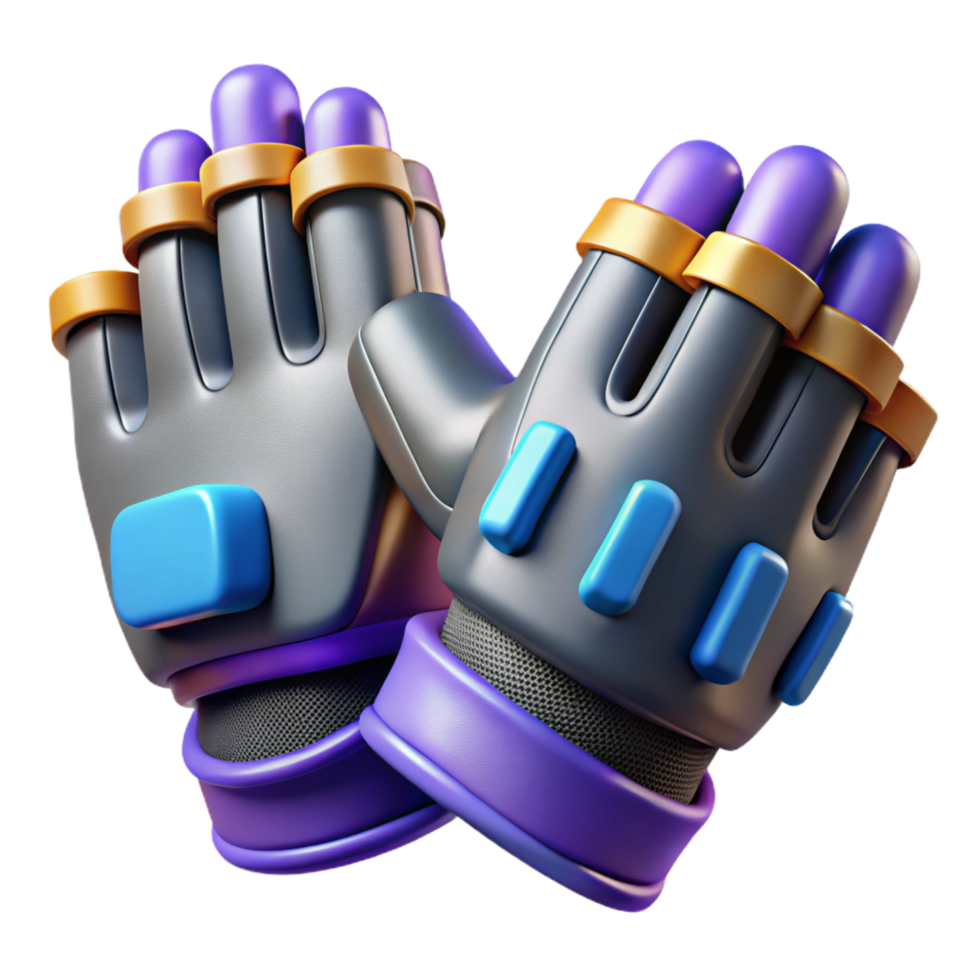 sought-after renaissance Hyper-specific, concept art style, isolated cutout of a pair of fingerless gloves with integrated hacking tools, ultra-detailed with Transparent Background fine detail png