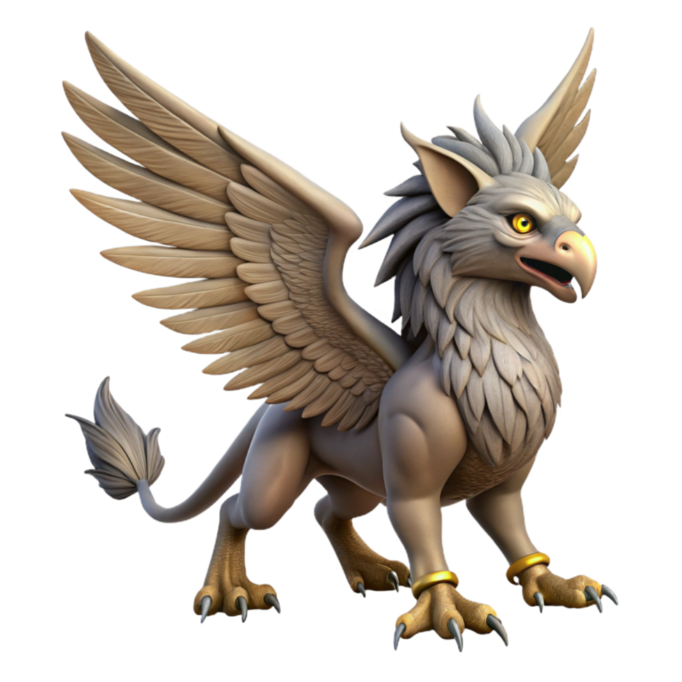 exemplary impressionist A majestic griffin, wings outstretched, talons sharp with Transparent Background masterfully captured png