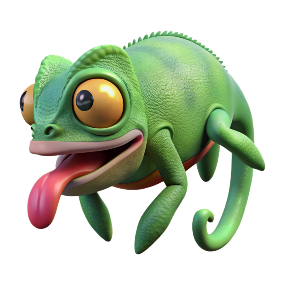 distinguished avant-garde Hyper-specific professional render of an isolated cutout single chameleon Chamaeleonidae tongue, extended, with Transparent Background handcrafted png