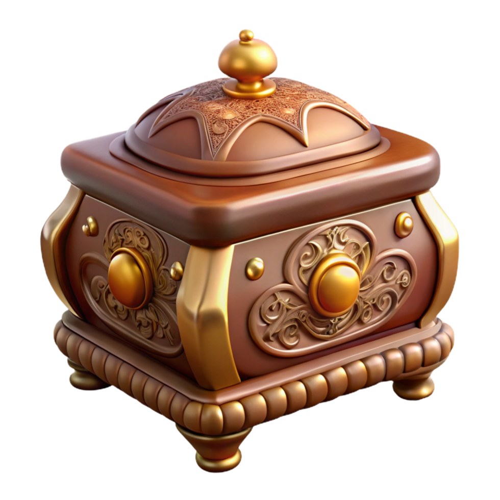 hypnotic classic A small, ornate music box with intricate carvings with Transparent Background professional png