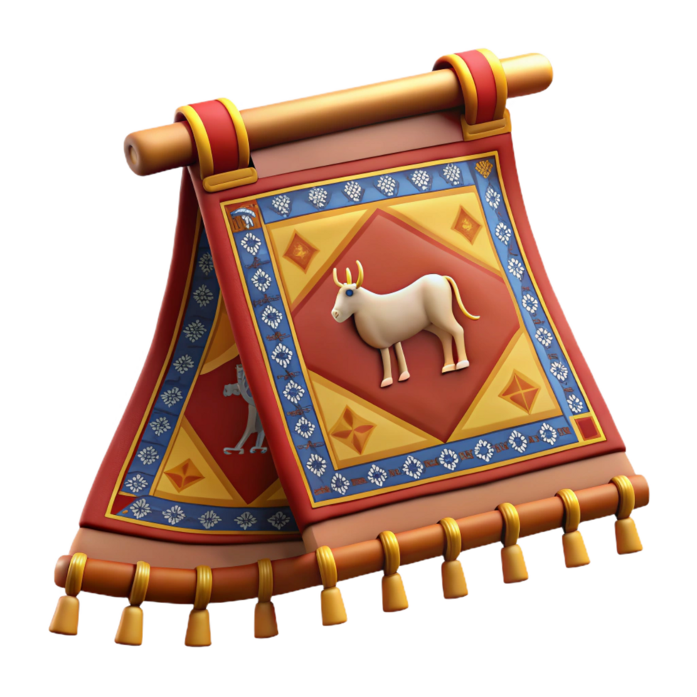 romantic glorious Hyper-specific professional render of a tribal woven tapestry with depictions of stylized animals with Transparent Background impeccable png