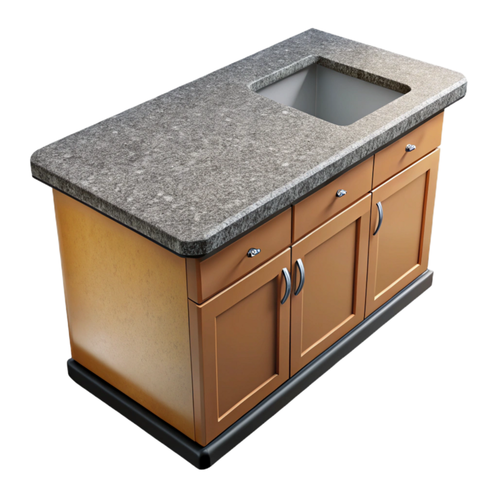 picturesque avant-garde Kitchen countertop, granite surface, with Transparent Background sharp png