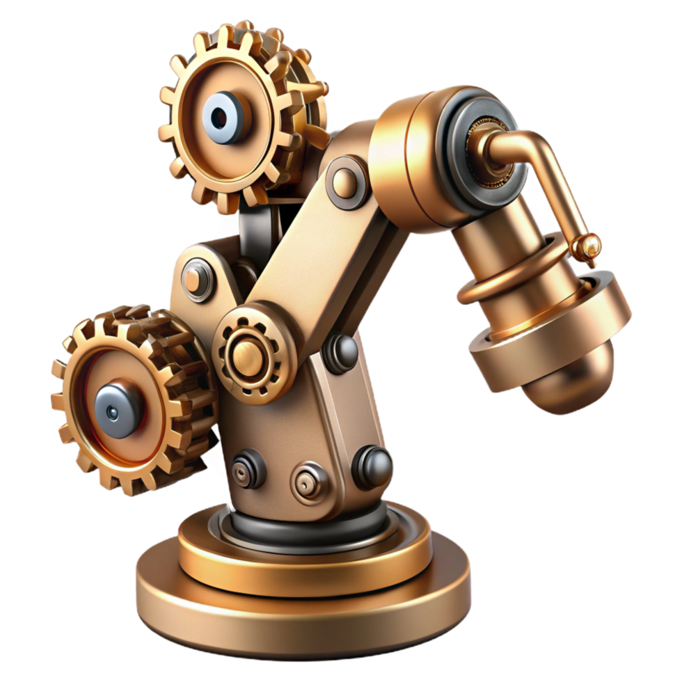 gorgeous mysterious baroque Steampunk robotic arm with intricate gears and pistons with Transparent Background top-tier png