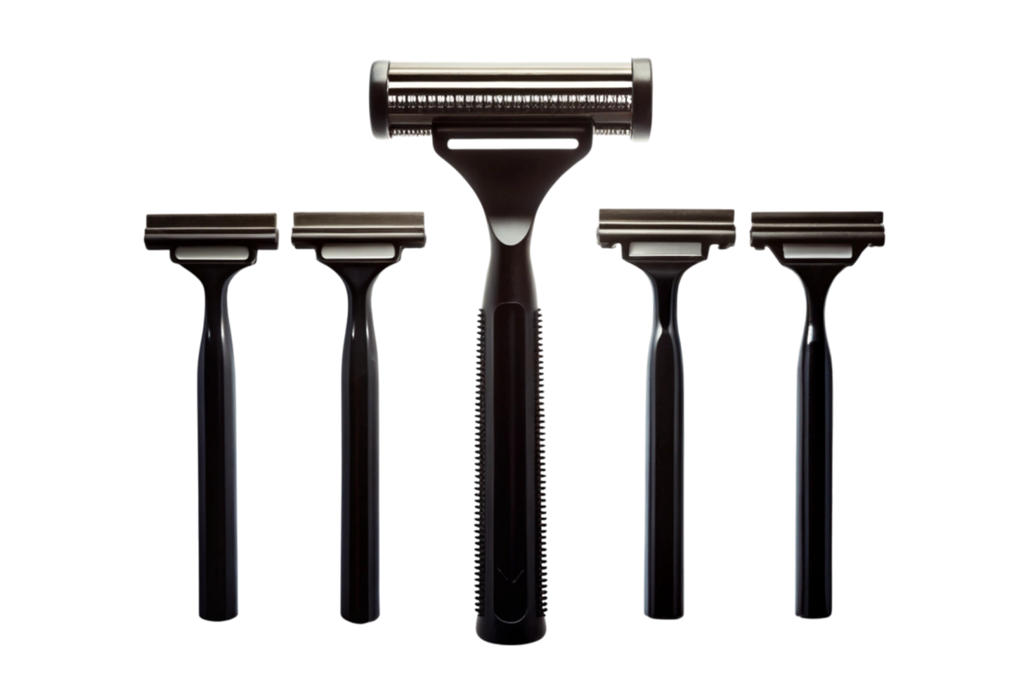 Collection of sleek razors arranged in various orientations png