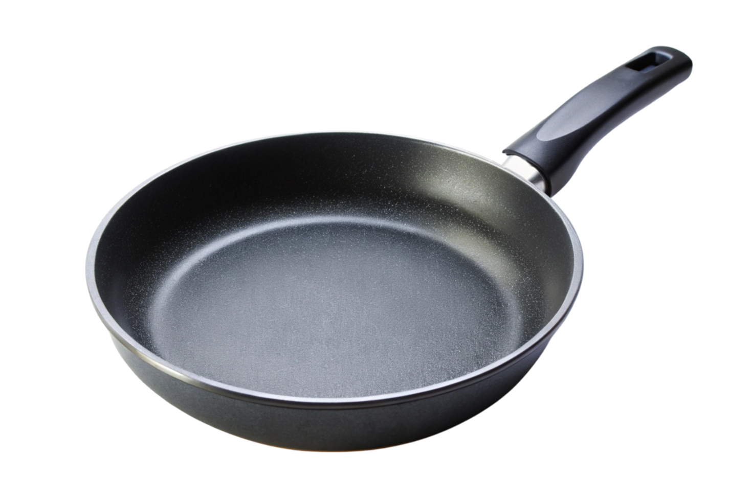 Nonstick frying pan with ergonomic handle on plain Transparent Background, perfect for versatile cooking and easy cleaning png