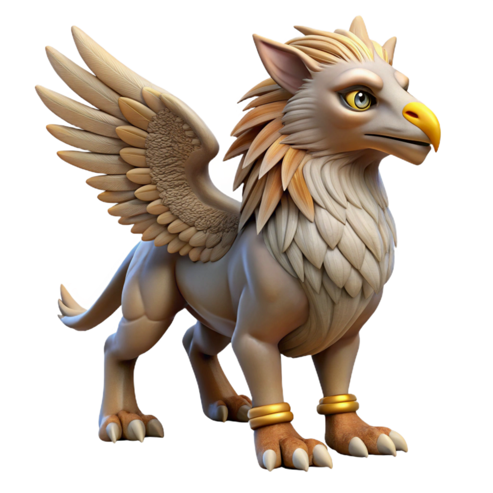 elegant victorian Griffin, mythical creature, eagle lion hybrid, with Transparent Background precision png