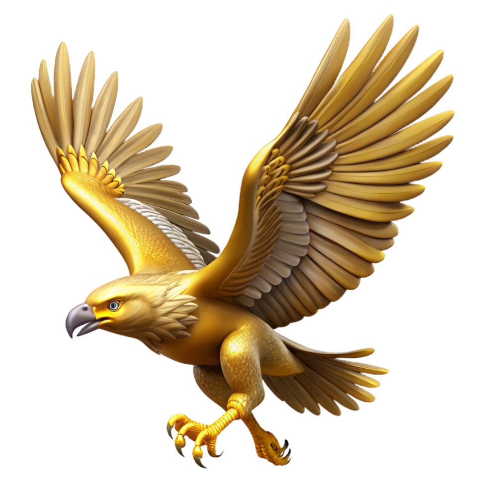 melancholic captivating Golden eagle, in flight, talons extended, with Transparent Background 4K png